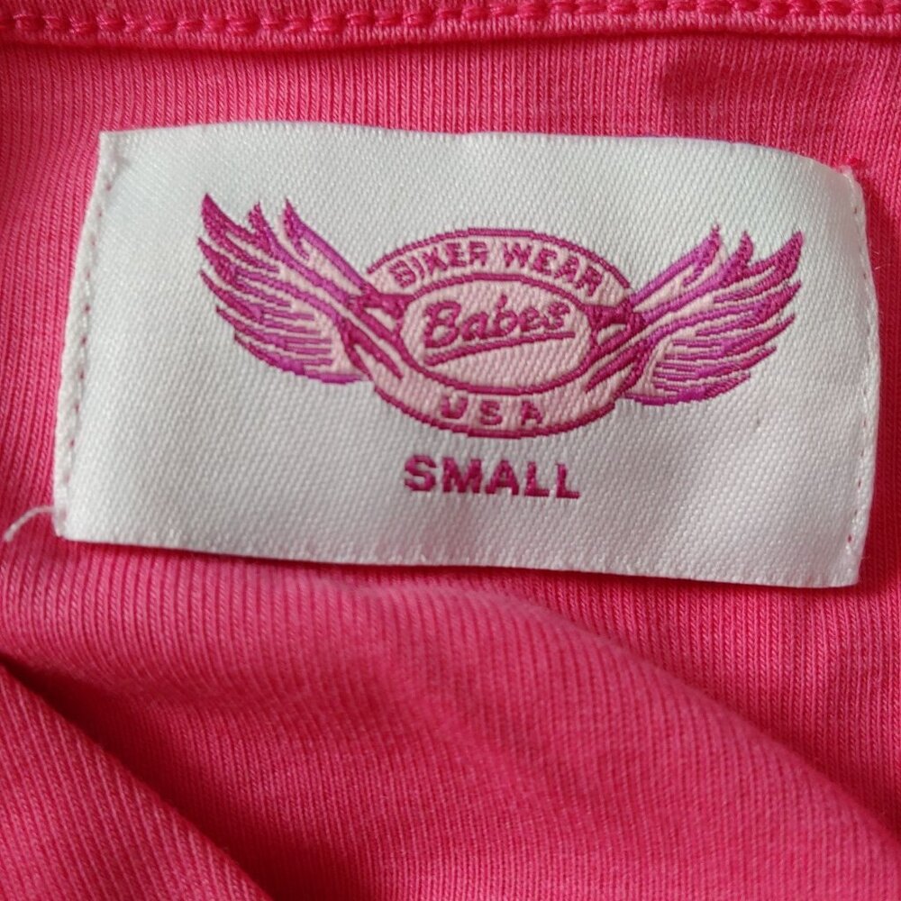 Babes Biker Wear Angel Wings Pink Tank Small - Picture 8 of 10